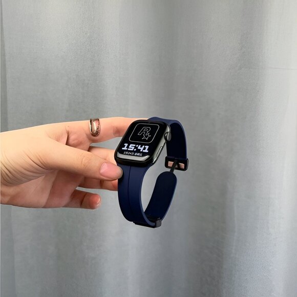 Apple Watch Band Waterproof Magnetic Adjustable Stylish Strap Watch Band Navy - Picture 1 of 7